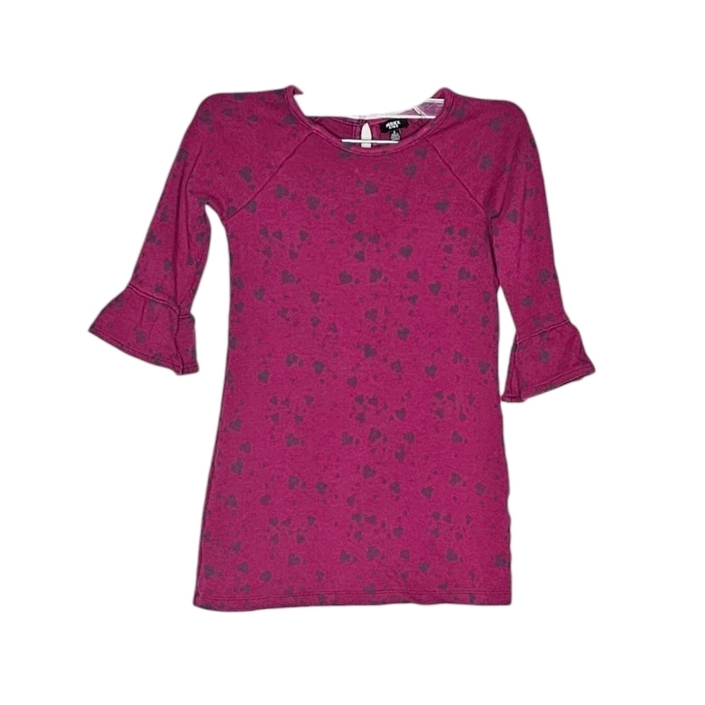 Mexx Kids Purple Pink Tunic Dress w Hearts Print and Bell Half Sleeve girls 6
